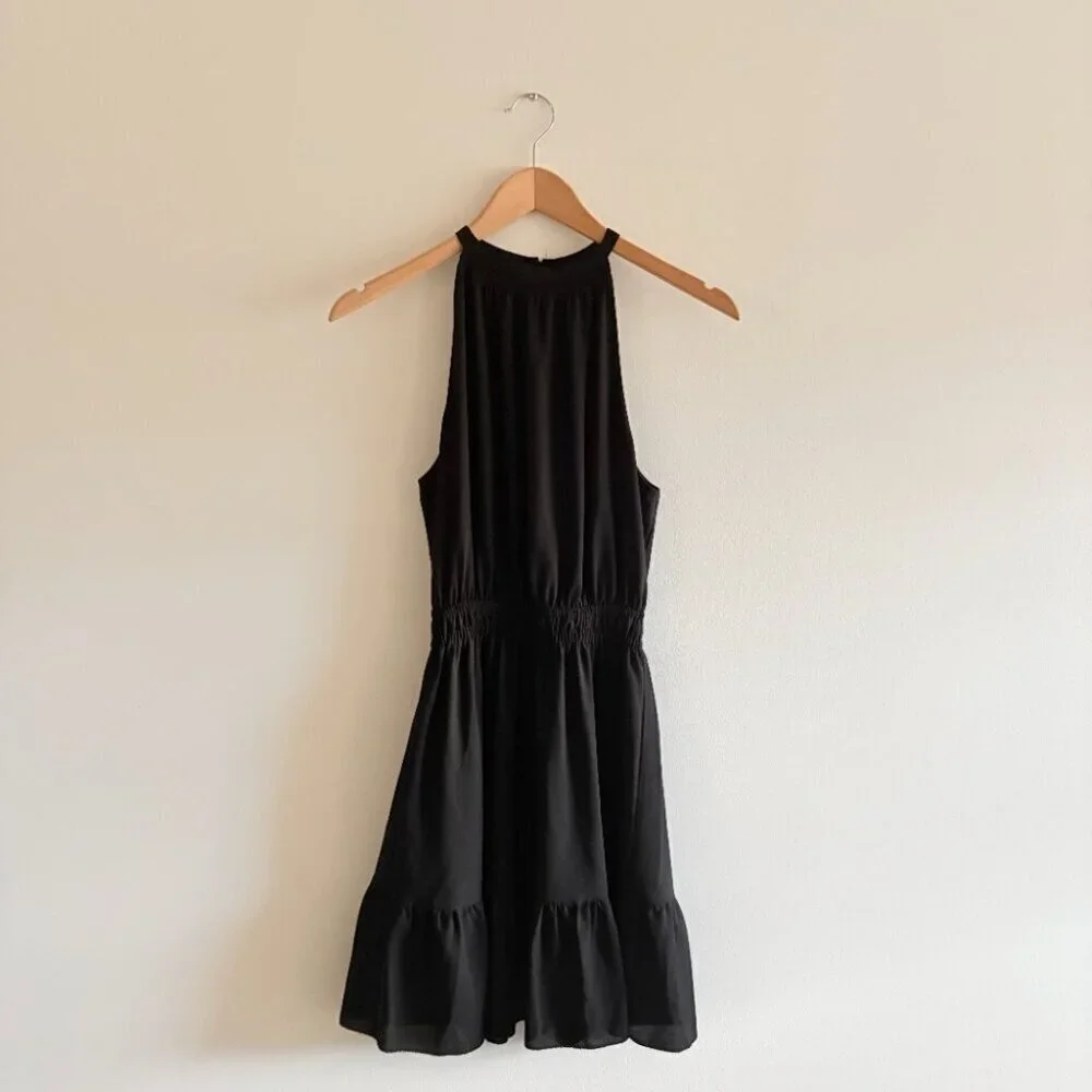 Aritzia Wilfred Effet Halter Ruffle Dress Black Size XS